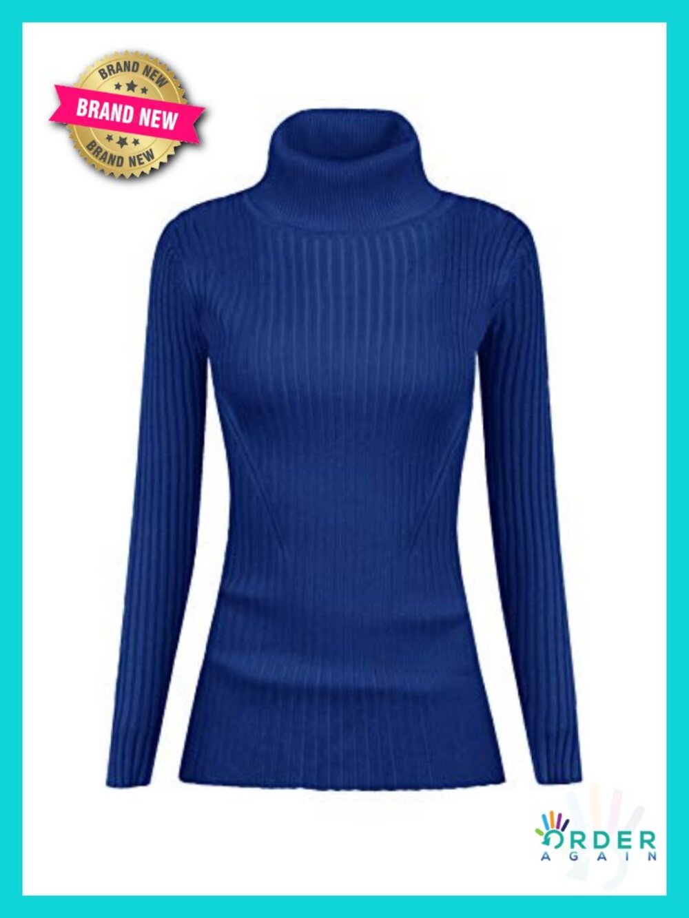 Ribbed Turtleneck Knit Sweater Fitted Pullover Warm Slim Fit Top
